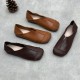 Women's Handmade Cowhide Flat Retro Square Toe Literary Casual Shoes