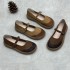 Women's Handmade Leather Patchwork Flat Mary Jane Shoes