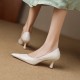 Womens Handmade Sheepskin Pointed Toe Kitten Heel Pumps