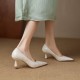 Womens Handmade Sheepskin Pointed Toe Kitten Heel Pumps