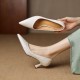 Womens Handmade Sheepskin Pointed Toe Kitten Heel Pumps