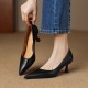 Womens Handmade Sheepskin Pointed Toe Kitten Heel Pumps