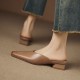 Women's Handmade Leather V-cut Flat Comfort Mule Shoes
