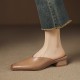 Women's Handmade Leather V-cut Flat Comfort Mule Shoes