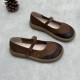 Women's Handmade Leather Patchwork Flat Mary Jane Shoes