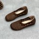 Women's Hollow Out Summer Flat Handmade Cow Leather Sandals