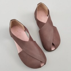 Women's Handmade Leather Side Hollow Out Breathable Comfort Sandals