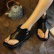 Women's Flat Leather Flip-Flops Casual Sandals