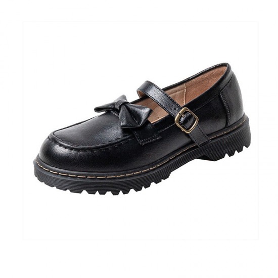 Womens Flat Vintage Buckle Bow Mary Jane Shoes