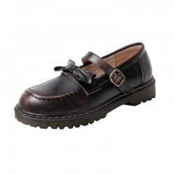 Womens Flat Vintage Buckle Bow Mary Jane Shoes