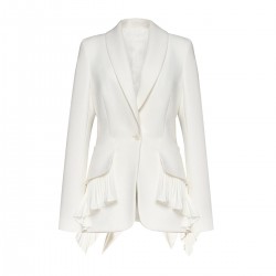 Women's Spring and Fall Hem Splicing Pressure Pleat Blazer