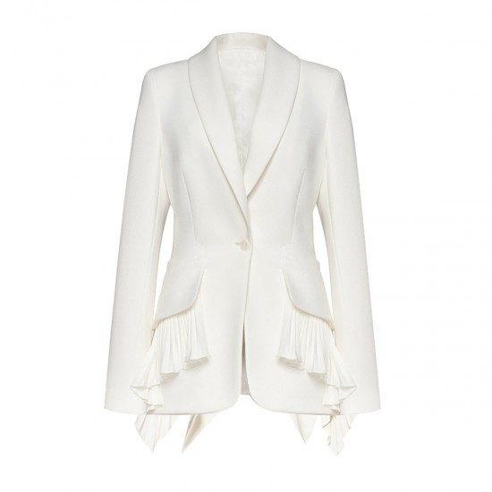 Women's Spring and Fall Hem Splicing Pressure Pleat Blazer