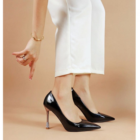 Women's Patent Leather Pointed Toe Stiletto Heels Pumps
