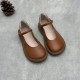 Women's Leather Handmade Soft Sole Round Toe Mary Jane Shoes