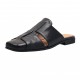 Women's Handmade Leather Closed Toe Casual Hollow Out Flat Mules Sandals