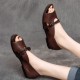 Women's Handmade Cowhide Leather Flat Open Toe Casual Sandals