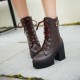 Women Platform Chunky High Heel PU Martin Boots