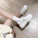 Women's Leather Thick Sole White Lace Up Casual Tennis Shoes