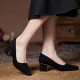 Women Suede Pump Block Heel Pointed Toe Mid Heels