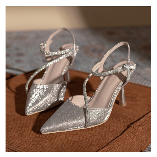 Women's Pointed Toe Fine High Heel Glittering Prom Wedding Shoes