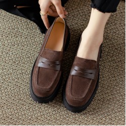 Handmade Classic Platform Loafers Flats Women's Shoes