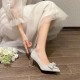Dress Shoes Pearls Bow Bridesmaid High Heels Women Wedding Shoes
