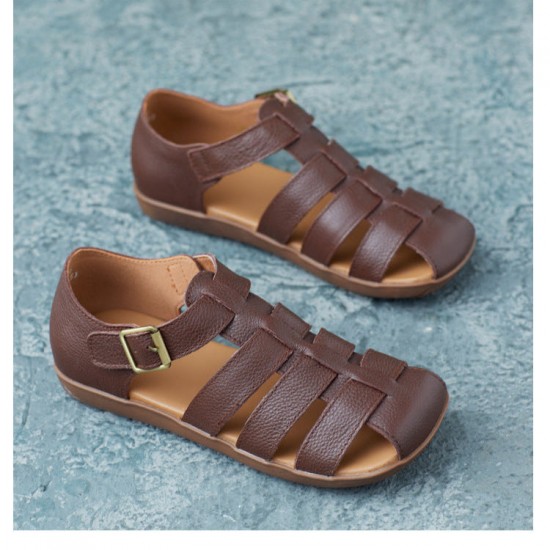 Women's Handmade Leather Closed Toe Casual Fisherman Sandals