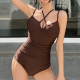 Korean Sexy One-Piece Solid Color Breast Gathered Swimwear