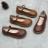 Women's Leather Handmade Soft Sole Round Toe Mary Jane Shoes
