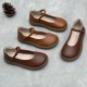 Women's Leather Handmade Soft Sole Round Toe Mary Jane Shoes