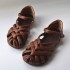 Women's Leather Hand-Woven Velcro Flat Sandals