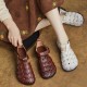 Women's Handmade Leather Woven Casual Closed Toe Buckle Sandals