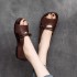 Women's Handmade Cowhide Leather Flat Open Toe Casual Sandals