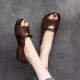 Women's Handmade Cowhide Leather Flat Open Toe Casual Sandals