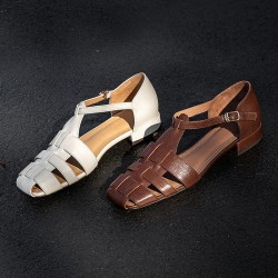 Women's Leather Casual Closed Toe Comfort Fisherman Shoes Sandals
