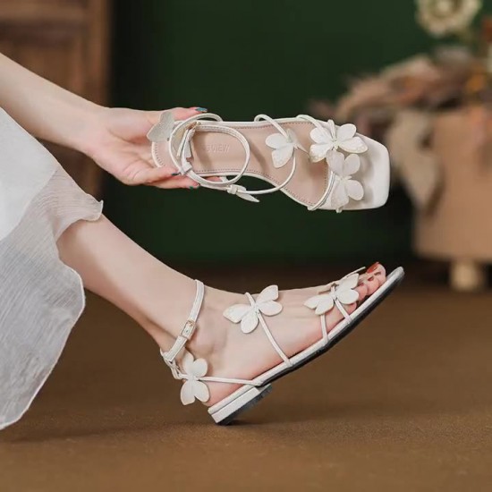 Women Summer Wedding Three-dimensional Bow Decoration Romantic Style Sandals