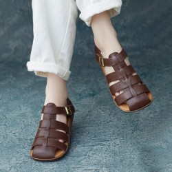 Women's Handmade Leather Closed Toe Casual Fisherman Sandals