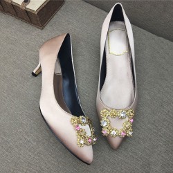 Silk Rhinestone Wedding Shoes for Bride Pumps