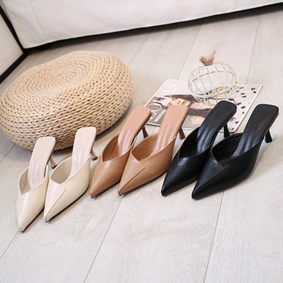 Womens Simplicity Stiletto Shoes Mules