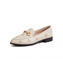 Women Classic Bee and Star Leather Loafers