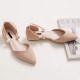 Womens Pearl Buckle Pointed Toe Flat Shoes