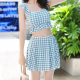 Sweet Swimsuits 2-Piece Set Plaid Ruffles Bathing Suits for Women