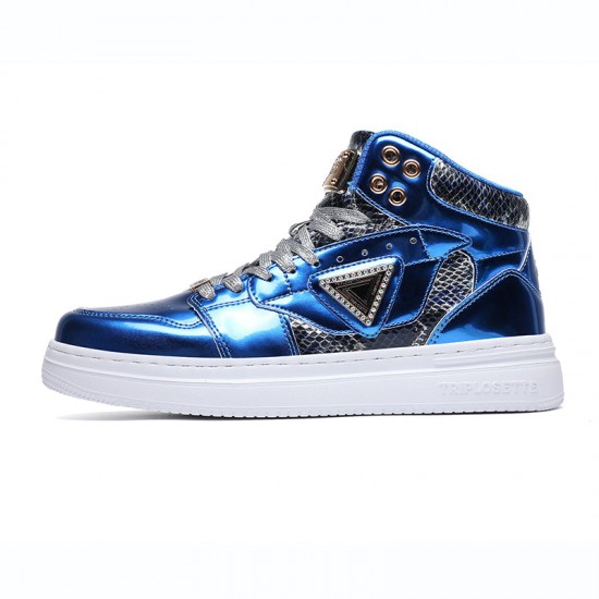 Metal Luster Couple High-Top Skateboard Sneakers