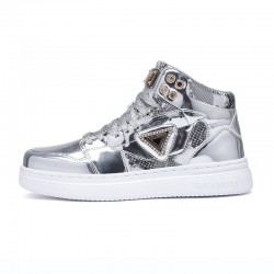 Metal Luster Couple High-Top Skateboard Sneakers