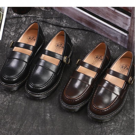 Womens Flat Vintage Buckle Bow Mary Jane Shoes