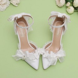 Lily of the valley Elegant Elf Fairy Princess Wedding High Heels - White