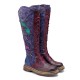 Womens Purple & Burgundy Patchwork Lace-Up Leather Cowboy Boot