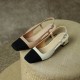 Leather Slingback Heels for Women Strap Closed Toe