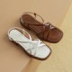 Women's Leather Low Heel Spaghetti Strap Slingback Casual Sandals