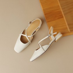 Women's Handmade Vintage Cross Buckle Summer Low Heel Sandals